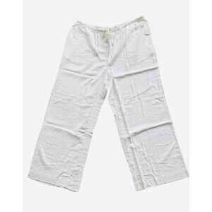 A New Day Women's Linen Blend Pull-On Drawstring Wide Leg Pants White Size 4X